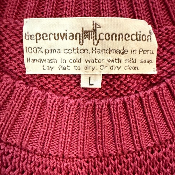 Vintage Peruvian Connection Hand Knitted Cotton Sweater Size Large - Picture 6 of 7